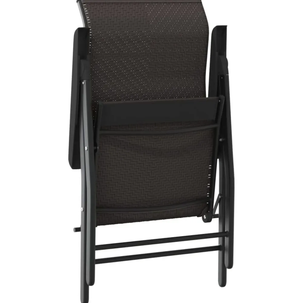 vidaXL Muebles De Jardín-Sillas de jardín plegables 4 uds ratán sintético café
