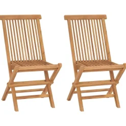 vidaXL Sillas de jardín plegables 2 unidades madera maciza de teca Outlet