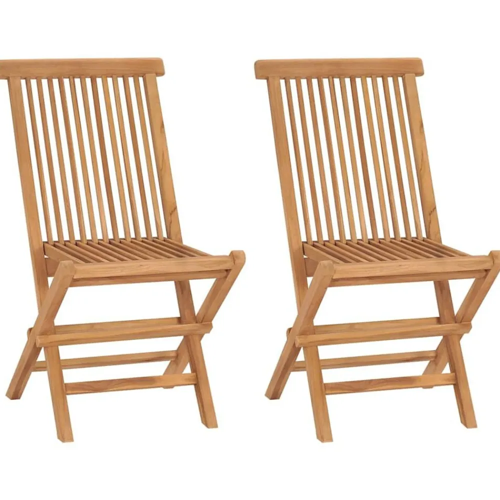 vidaXL Sillas de jardín plegables 2 unidades madera maciza de teca Outlet