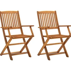 vidaXL Sillas de jardín plegables 2 unidades madera maciza de acacia Marrón