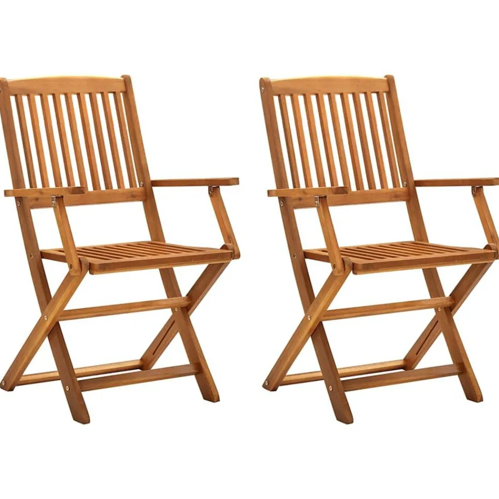 vidaXL Sillas de jardín plegables 2 unidades madera maciza de acacia Marrón