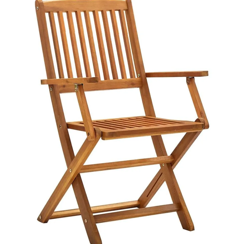 vidaXL Sillas de jardín plegables 2 unidades madera maciza de acacia Marrón