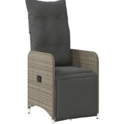 vidaXL Sillas de jardín reclinables con mesa 2 uds ratán PE Gris Outlet