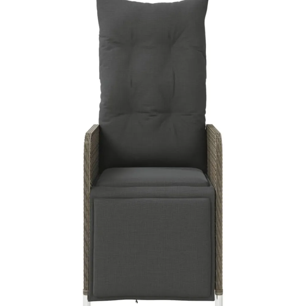 vidaXL Sillas de jardín reclinables con mesa 2 uds ratán PE Gris Outlet