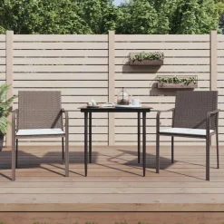 vidaXL Muebles De Jardín-Sillas jardín y cojines 2 uds ratán sintético marrón 56x59x84cm