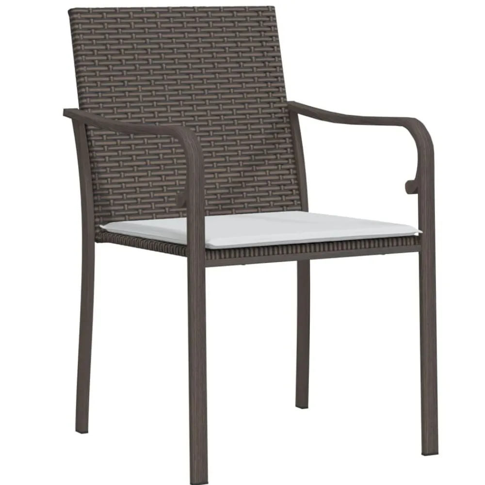 vidaXL Muebles De Jardín-Sillas jardín y cojines 2 uds ratán sintético marrón 56x59x84cm