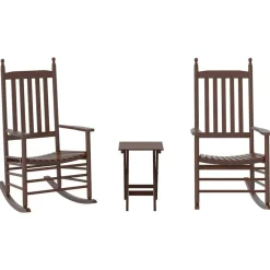 vidaXL Sillas mecedoras 2 uds mesa plegable madera maciza álamo marrón Marrón Clearance