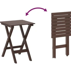 vidaXL Sillas mecedoras 2 uds mesa plegable madera maciza álamo marrón Marr&oacute;n Clearance