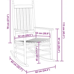 vidaXL Sillas mecedoras 2 uds mesa plegable madera maciza álamo marrón Marr&oacute;n Clearance