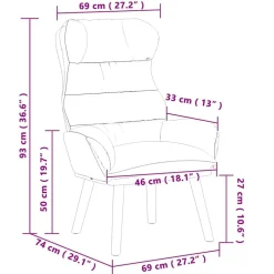 vidaXL Sillas-sillón 69 x 74 x 93 cm Terciopelo