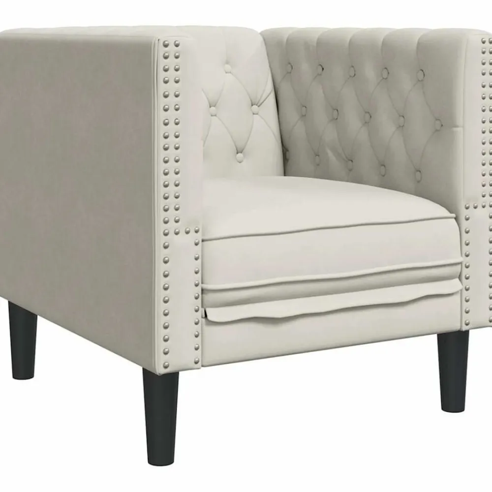 vidaXL Sofás-Sillón Chesterfield de terciopelo blanco