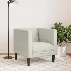 vidaXL Sofás-Sillón Chesterfield de terciopelo blanco