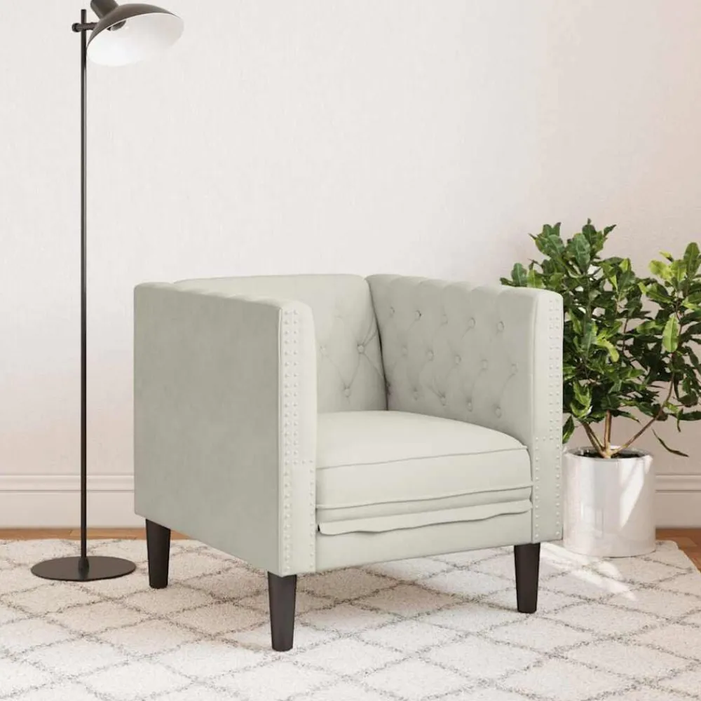 vidaXL Sofás-Sillón Chesterfield de terciopelo blanco