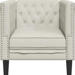vidaXL Sofás-Sillón Chesterfield de terciopelo blanco