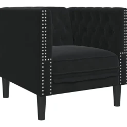vidaXL Sillón Chesterfield de terciopelo Negro Discount