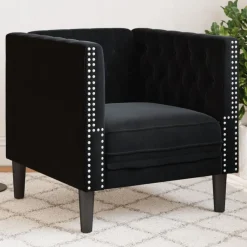 vidaXL Sillón Chesterfield de terciopelo Negro Discount