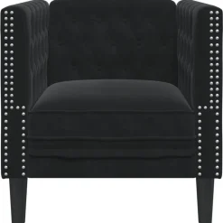 vidaXL Sillón Chesterfield de terciopelo Negro Discount