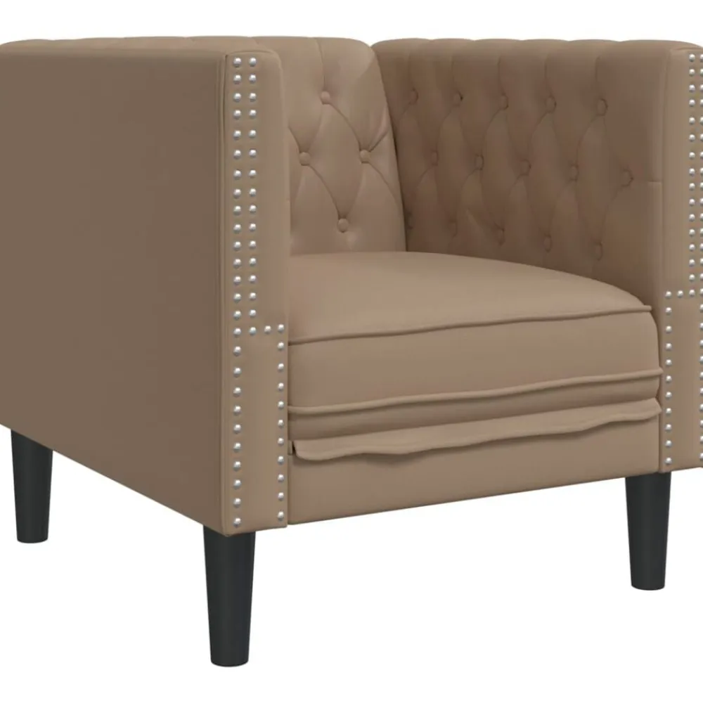 vidaXL Sofás-Sillón Chesterfield de cuero artificial marrón