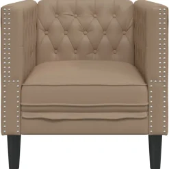 vidaXL Sofás-Sillón Chesterfield de cuero artificial marrón