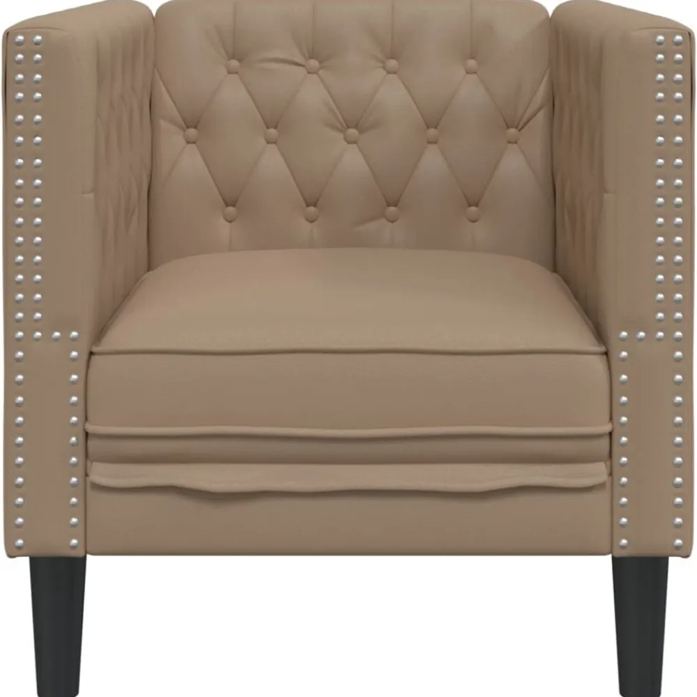 vidaXL Sofás-Sillón Chesterfield de cuero artificial marrón