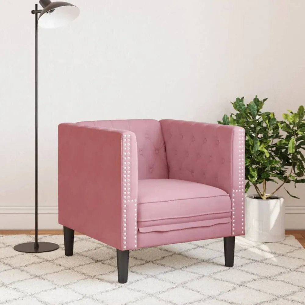 vidaXL Sillón Chesterfield de terciopelo Rosa Outlet