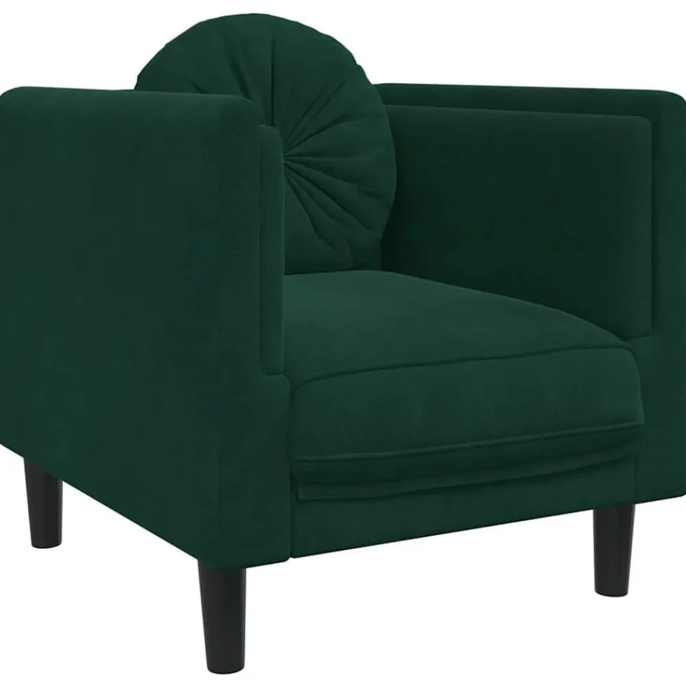 vidaXL Sillón con cojín terciopelo Verde oscuro Clearance
