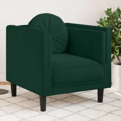 vidaXL Sillón con cojín terciopelo Verde oscuro Clearance