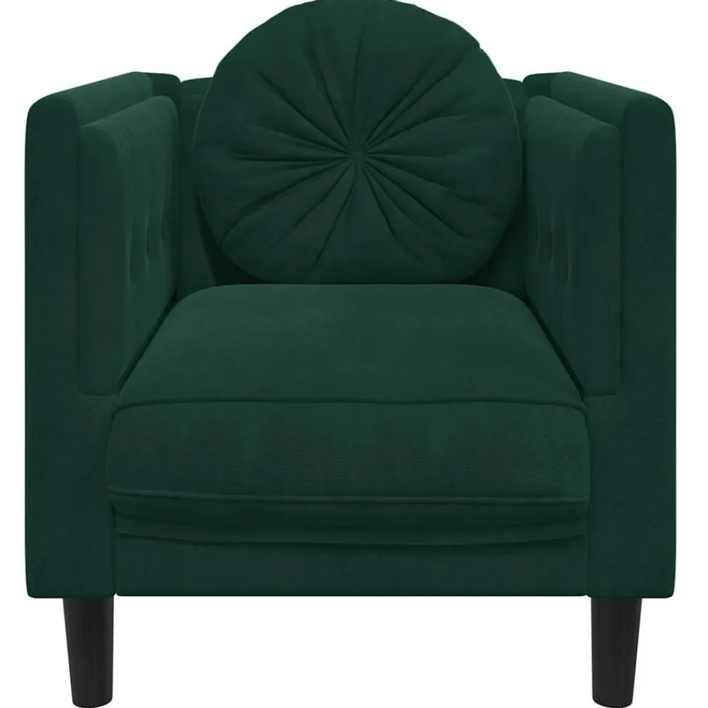 vidaXL Sillón con cojín terciopelo Verde oscuro Clearance