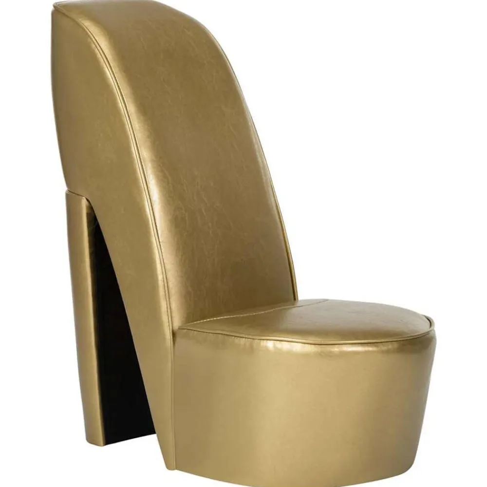 vidaXL Sillón con forma de zapato de tacón cuero sintético Dorado Online