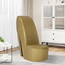 vidaXL Sillón con forma de zapato de tacón cuero sintético Dorado Online
