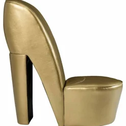 vidaXL Sillón con forma de zapato de tacón cuero sintético Dorado Online