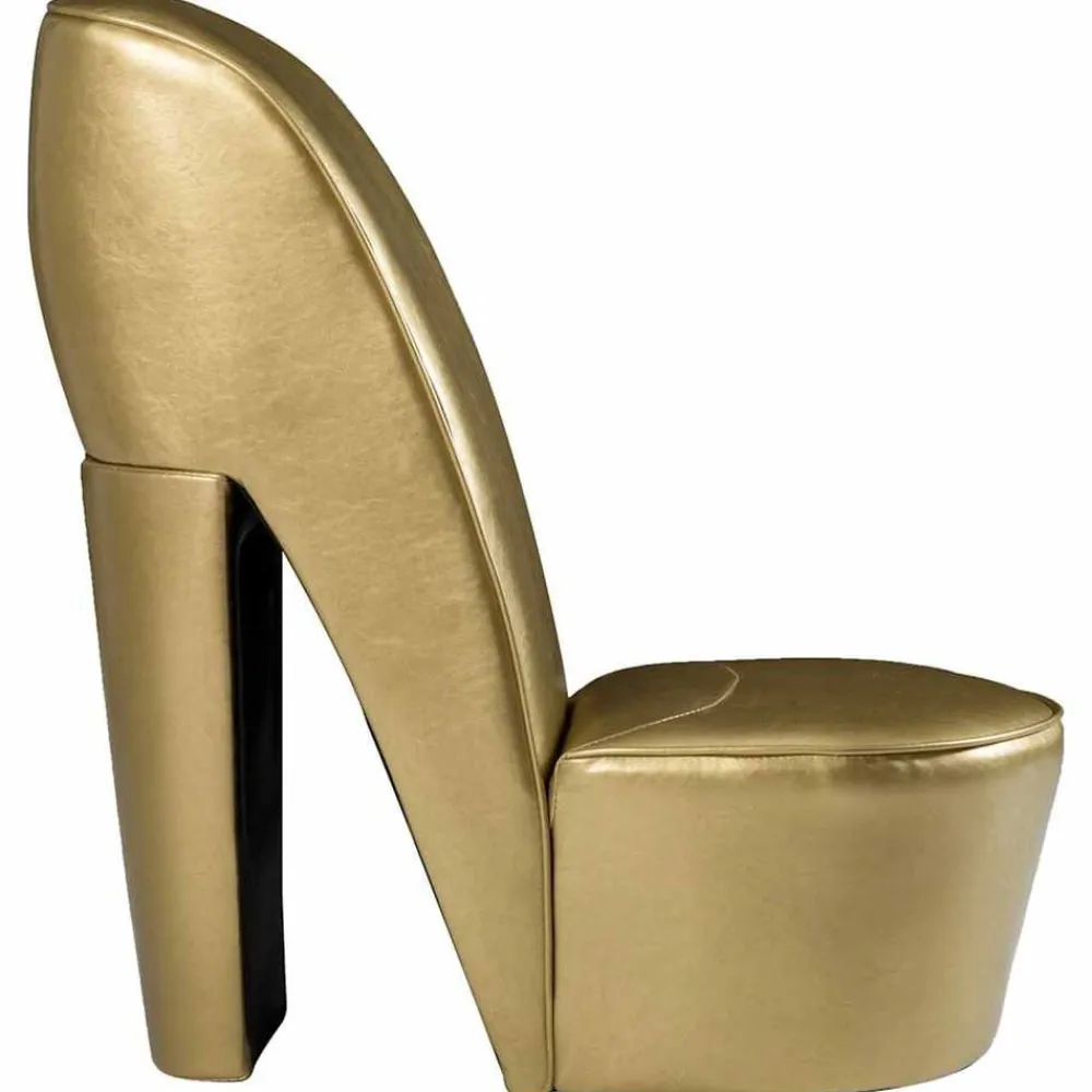 vidaXL Sillón con forma de zapato de tacón cuero sintético Dorado Online