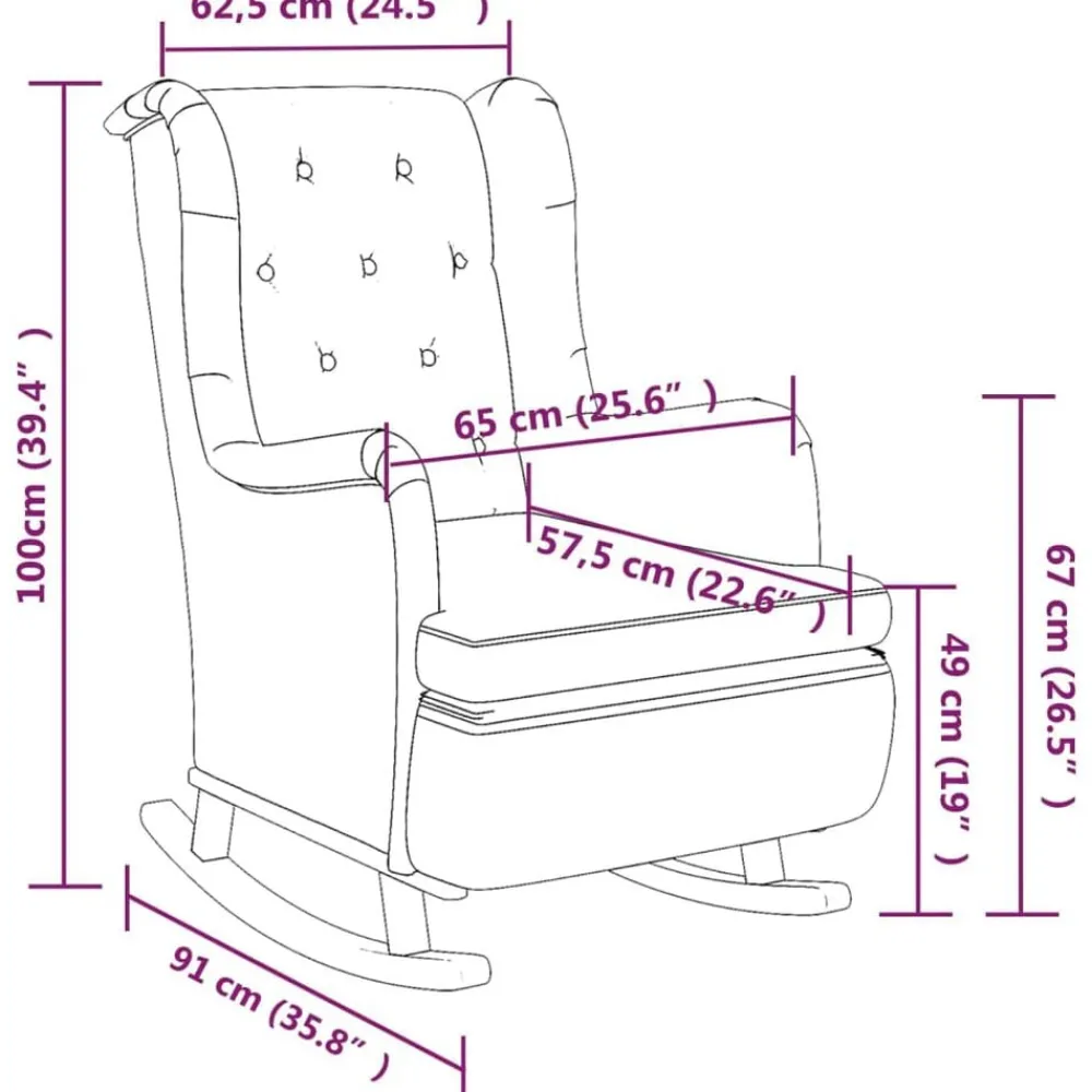 vidaXL Sillas-Sillón con patas mecedoras madera caucho terciopelo