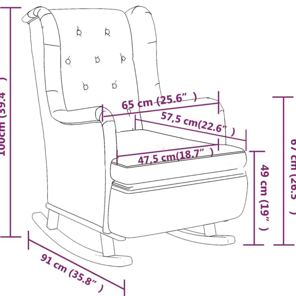 vidaXL Sillón con patas mecedoras y taburete de tela Negro Sale
