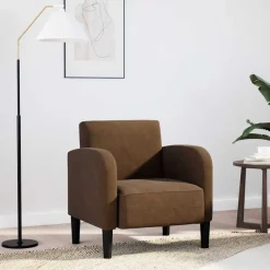 vidaXL Sillón con reposabrazos marrón 54 cm cuero sintética Marr&oacute;n Sale