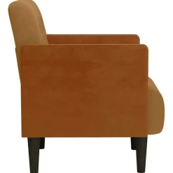 vidaXL Sillón con reposabrazos de terciopelo marrón 55 cm Marrón