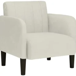 vidaXL Sillón con reposabrazos en terciopelo color 54 cm Crema Discount