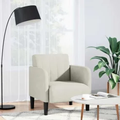 vidaXL Sillón con reposabrazos en terciopelo color 54 cm Crema Discount