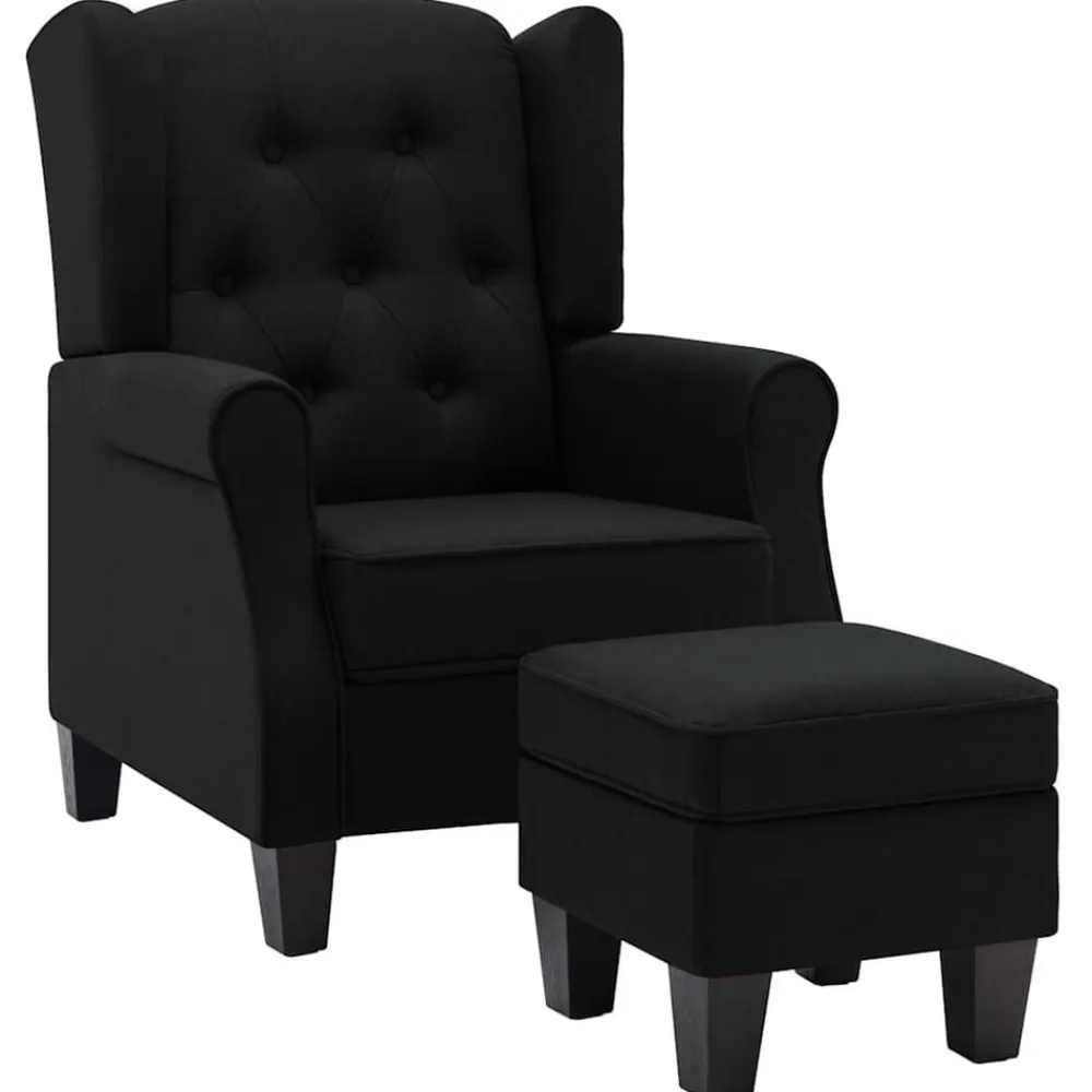 vidaXL Sillas-Sillón con reposapiés de tela