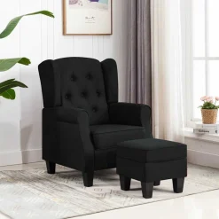vidaXL Sillas-Sillón con reposapiés de tela
