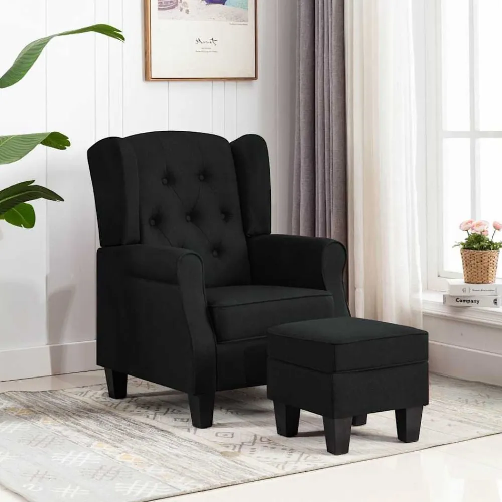 vidaXL Sillas-Sillón con reposapiés de tela