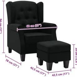 vidaXL Sillas-Sillón con reposapiés de tela