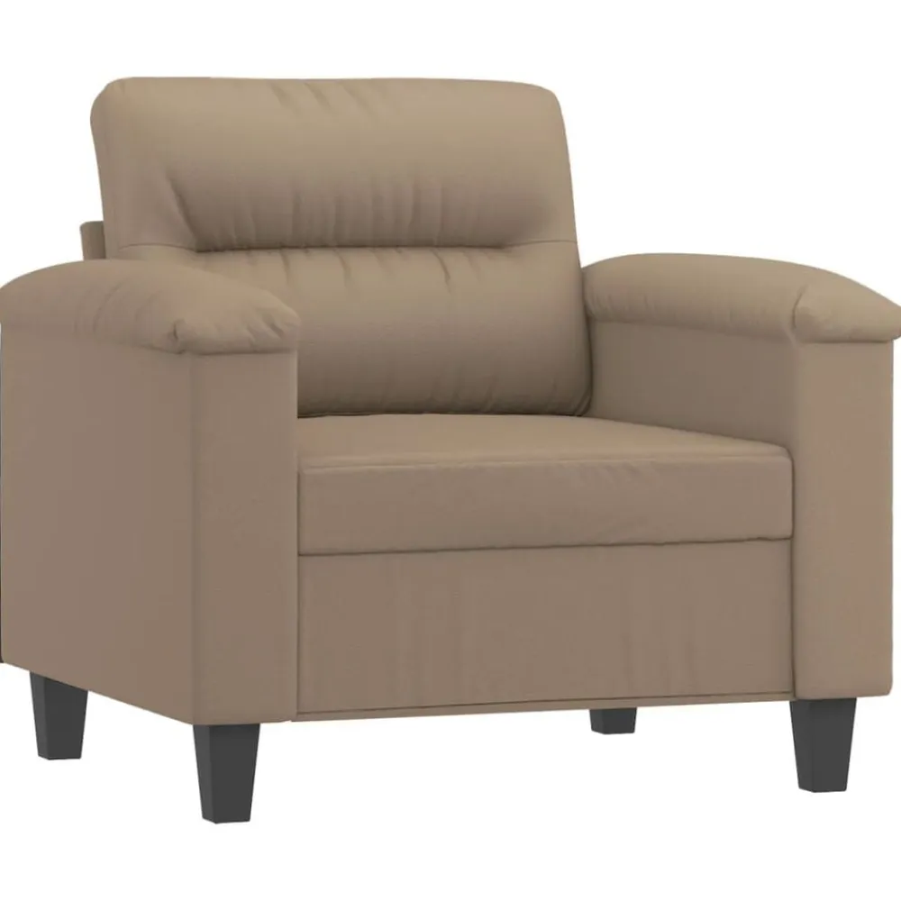 vidaXL Sillón con taburete cuero sintético color 60 cm Capuchino Discount