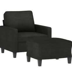 vidaXL Sillón con taburete tela 60 cm Negro Best