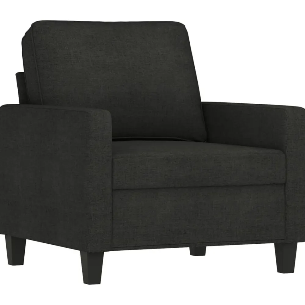 vidaXL Sillón con taburete tela 60 cm Negro Best