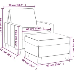 vidaXL Sillón con taburete tela 60 cm Negro Best