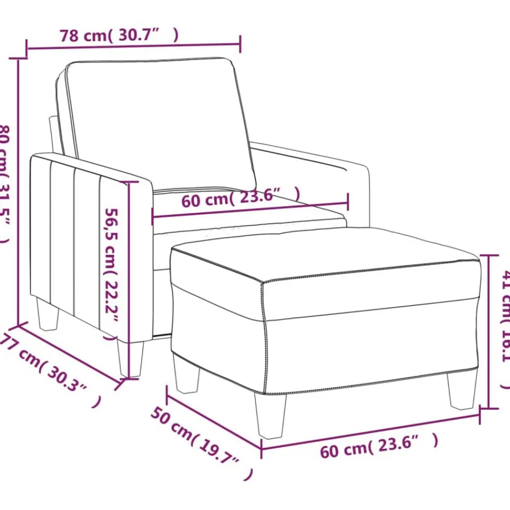 vidaXL Sillón con taburete tela 60 cm Negro Best