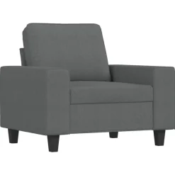 vidaXL Sillón con taburete tela 60 cm Gris oscuro New