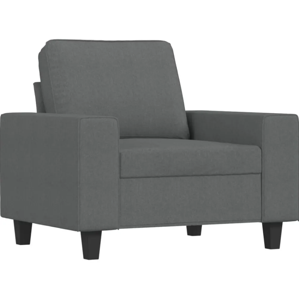 vidaXL Sillón con taburete tela 60 cm Gris oscuro New