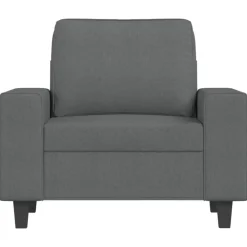 vidaXL Sillón con taburete tela 60 cm Gris oscuro New